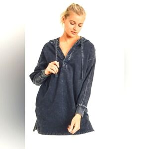 Mono B Plus Size Mineral Wash Hoodie, Cotton/Polyester, Like New